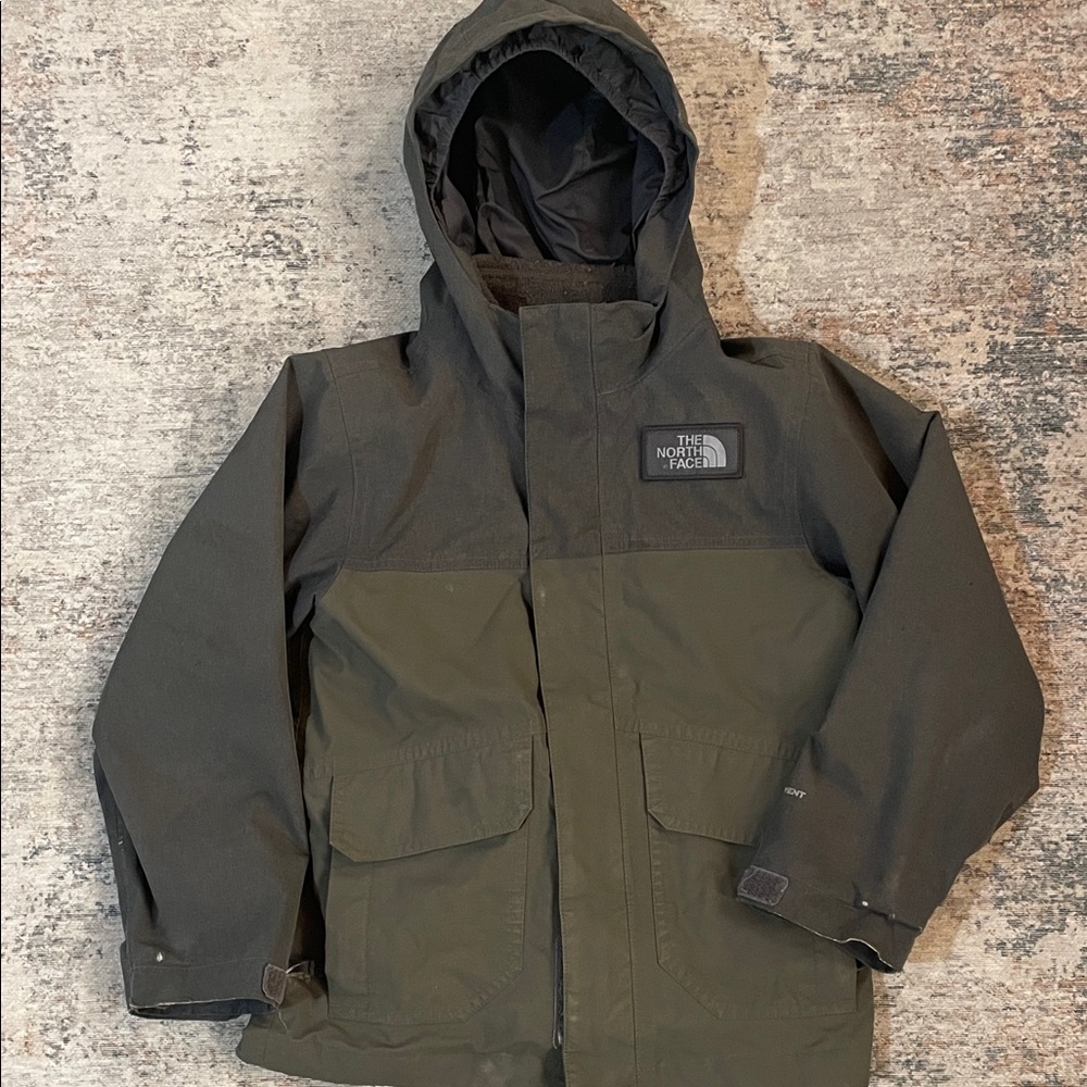 Youth The North Face Olive Hooded winter jacket
